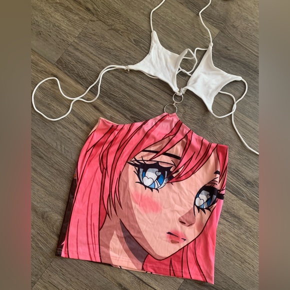 Pink Y2K Anime Cut Out Bodycon Dress - Picture 7 of 11